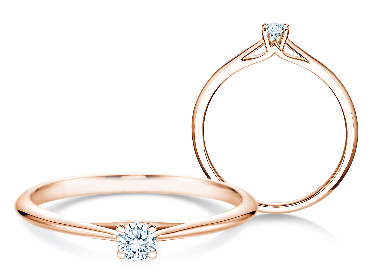 Solitärring Heaven 4 in 18K Roségold mit Diamant 0,10ct G/VS