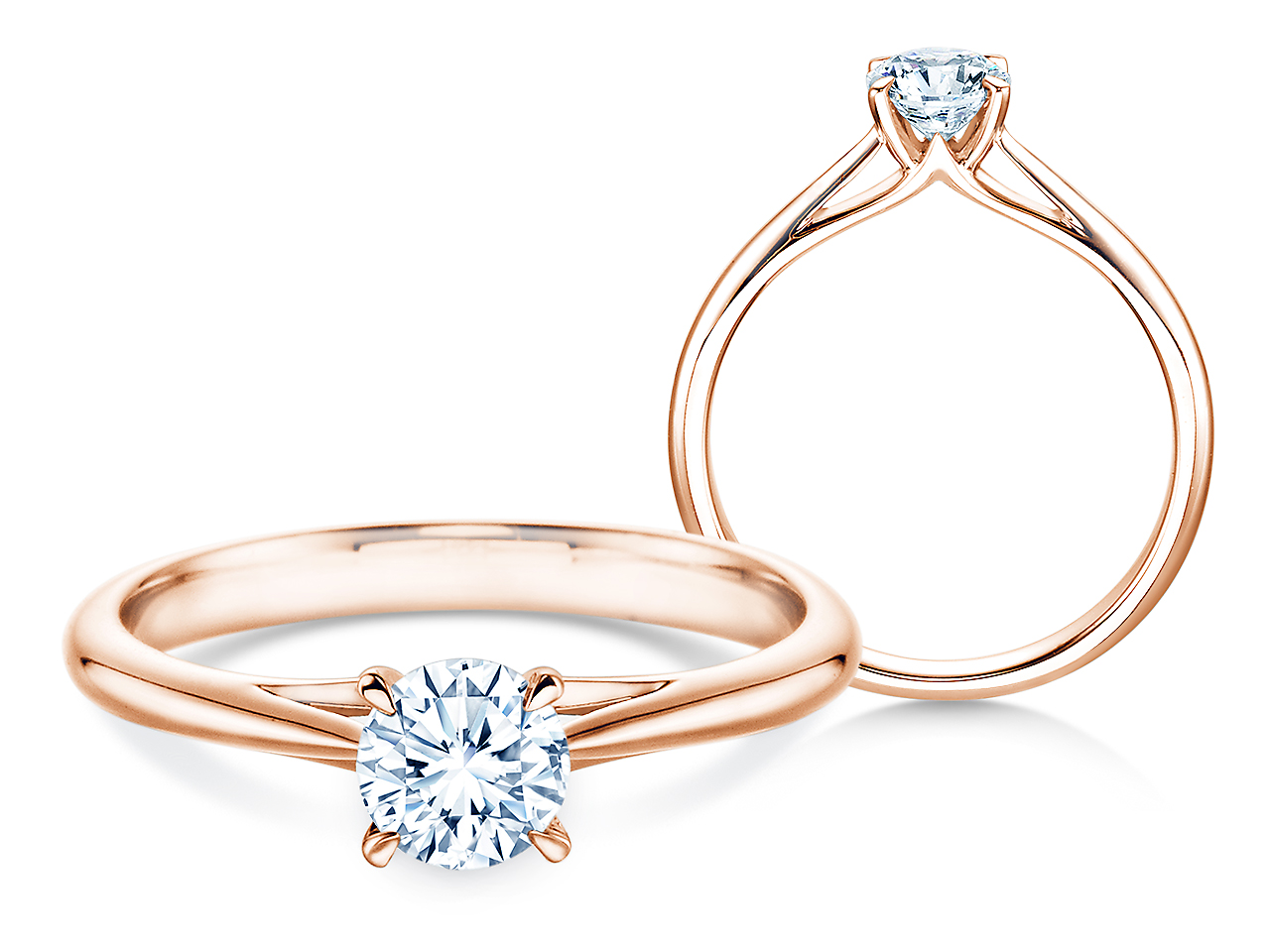 Solitärring Heaven 4 in 18K Roségold mit Diamant 0,60ct H/SI