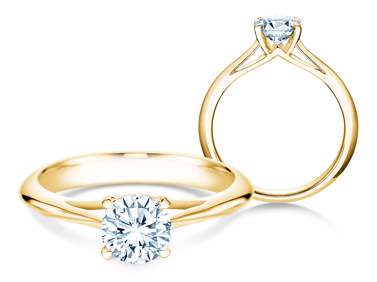Solitärring Heaven 4 in 14K Gelbgold mit Diamant 1,00ct D/IF