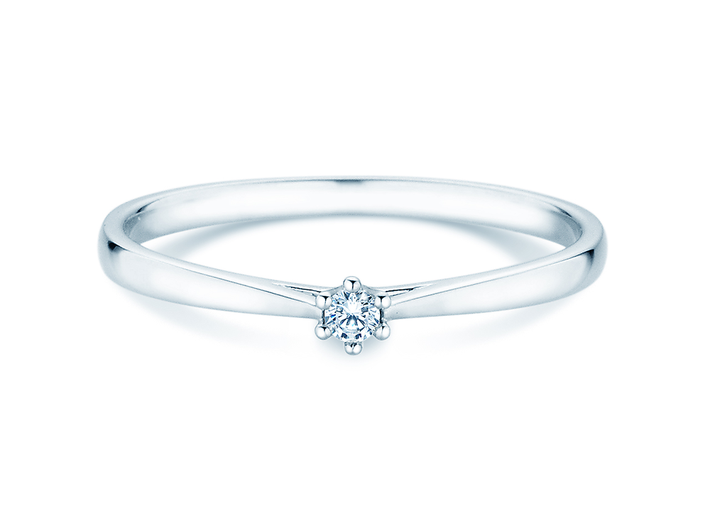 Solitärring Heaven 6 Petite in 14K Weißgold mit Diamant 0,07ct G/SI