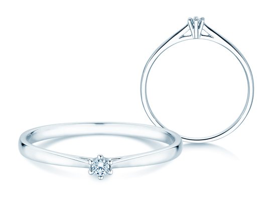 Solitärring Heaven 6 Petite in 14K Weißgold mit Diamant 0,035ct G/SI