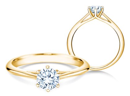 Solitärring Heaven 6 in 14K Gelbgold mit Diamant 0,50ct H/SI