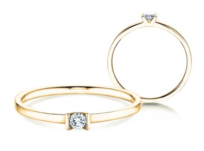 Solitärring Love in Gelbgold