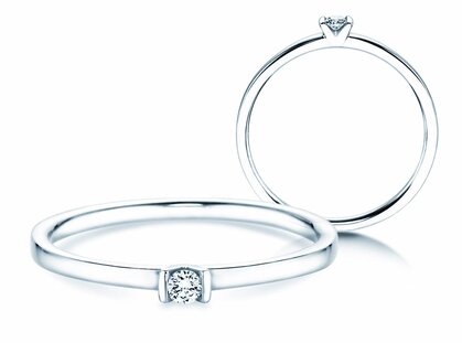 Solitärring Love in 14K Weißgold mit Diamant 0,04ct