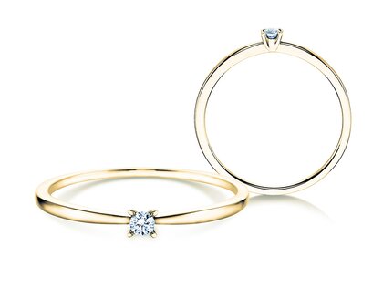 Solitärring Modern Petite in 14K Gelbgold mit Diamant 0,05ct G/SI