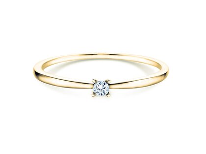 Solitärring Modern Petite in 14K Gelbgold mit Diamant 0,05ct G/SI