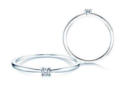 Solitärring Modern Petite in 14K Weißgold mit Diamant 0,05ct G/SI