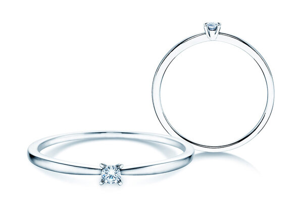 Solitärring Modern Petite in 14K Weißgold mit Diamant 0,05ct G/SI