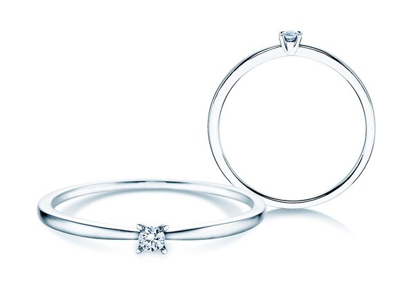 Solitärring Modern Petite in 14K Weißgold mit Diamant 0,05ct G/SI