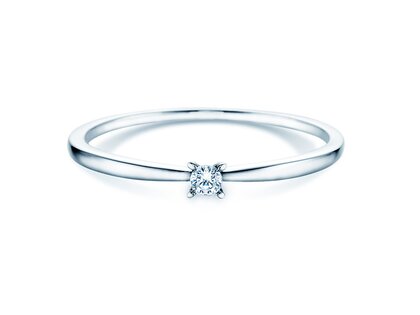 Solitärring Modern Petite in 14K Weißgold mit Diamant 0,05ct G/SI