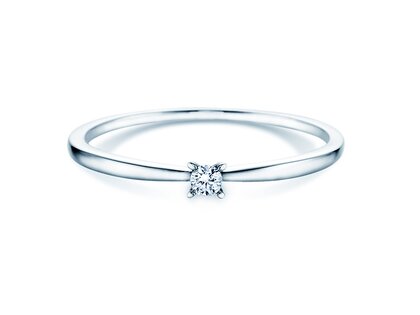 Solitärring Modern Petite in 14K Weißgold mit Diamant 0,05ct G/SI