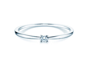Solitärring Modern Petite in 14K Weißgold mit Diamant 0,05ct G/SI