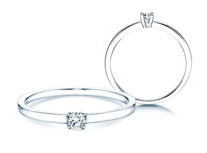 Solitärring Modern Petite in 14K Weißgold mit Diamant 0,08ct G/SI