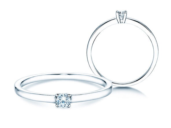 Solitärring Modern Petite in 14K Weißgold mit Diamant 0,08ct G/SI
