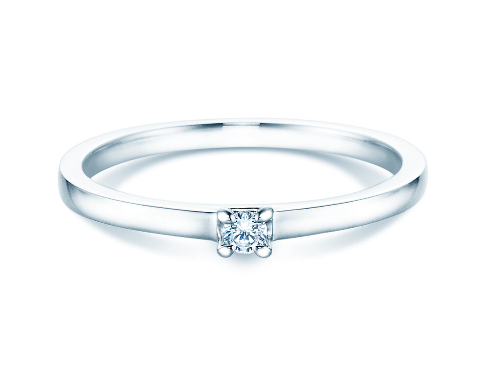 Solitärring Modern in Silber 925/- mit Diamant 0,05ct G/SI