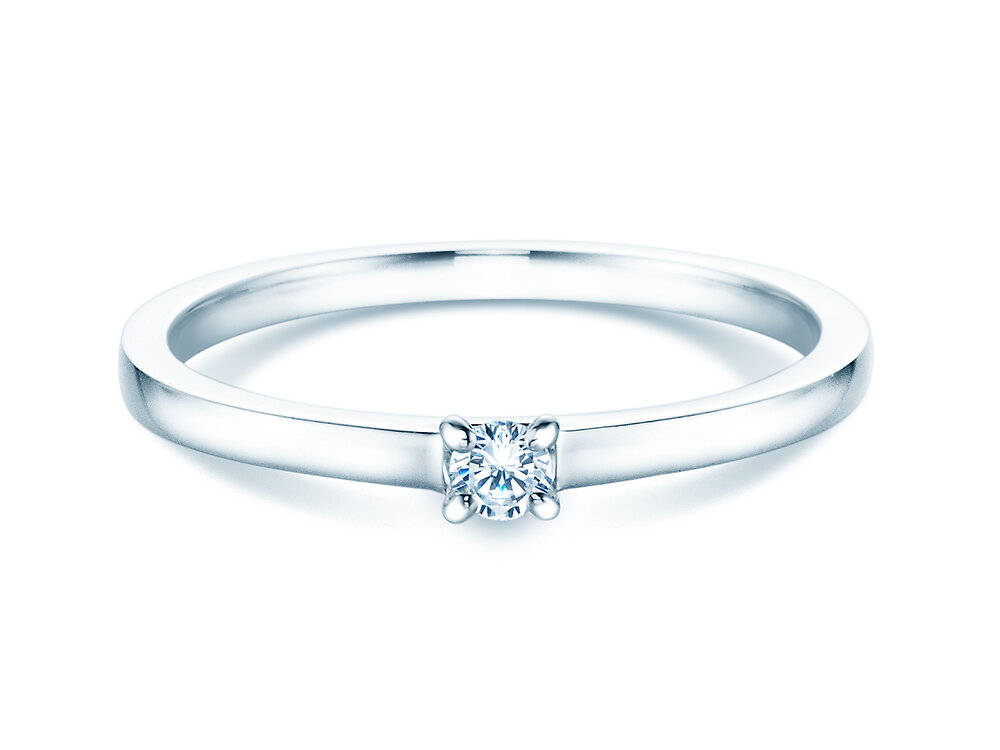 Solitärring Modern in Silber 925/- mit Diamant 0,07ct G/SI