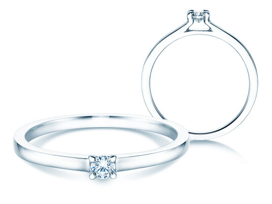 Solitärring Modern in Silber 925/- mit Diamant 0,07ct G/SI