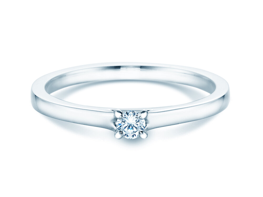 Solitärring Modern in Silber 925/- mit Diamant 0,10ct G/SI