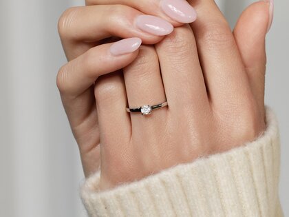 Solitärring Modern in 9K Weißgold mit Diamant 0,25ct