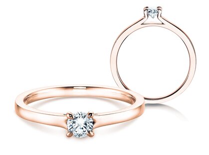 Solitärring Modern in 18K Roségold mit Diamant 0,25ct H/SI