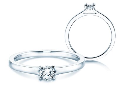 Solitärring Modern in 14K Weißgold mit Diamant 0,25ct