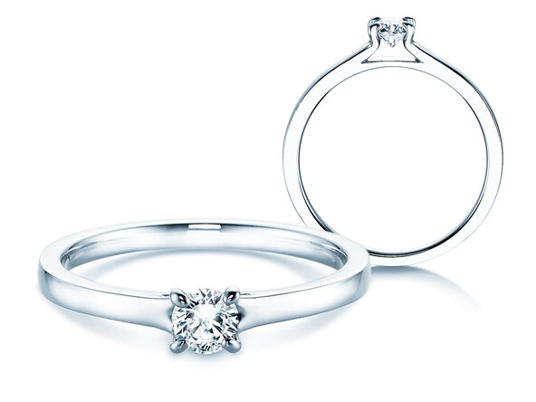 Solitärring Modern in 9K Weißgold mit Diamant 0,25ct