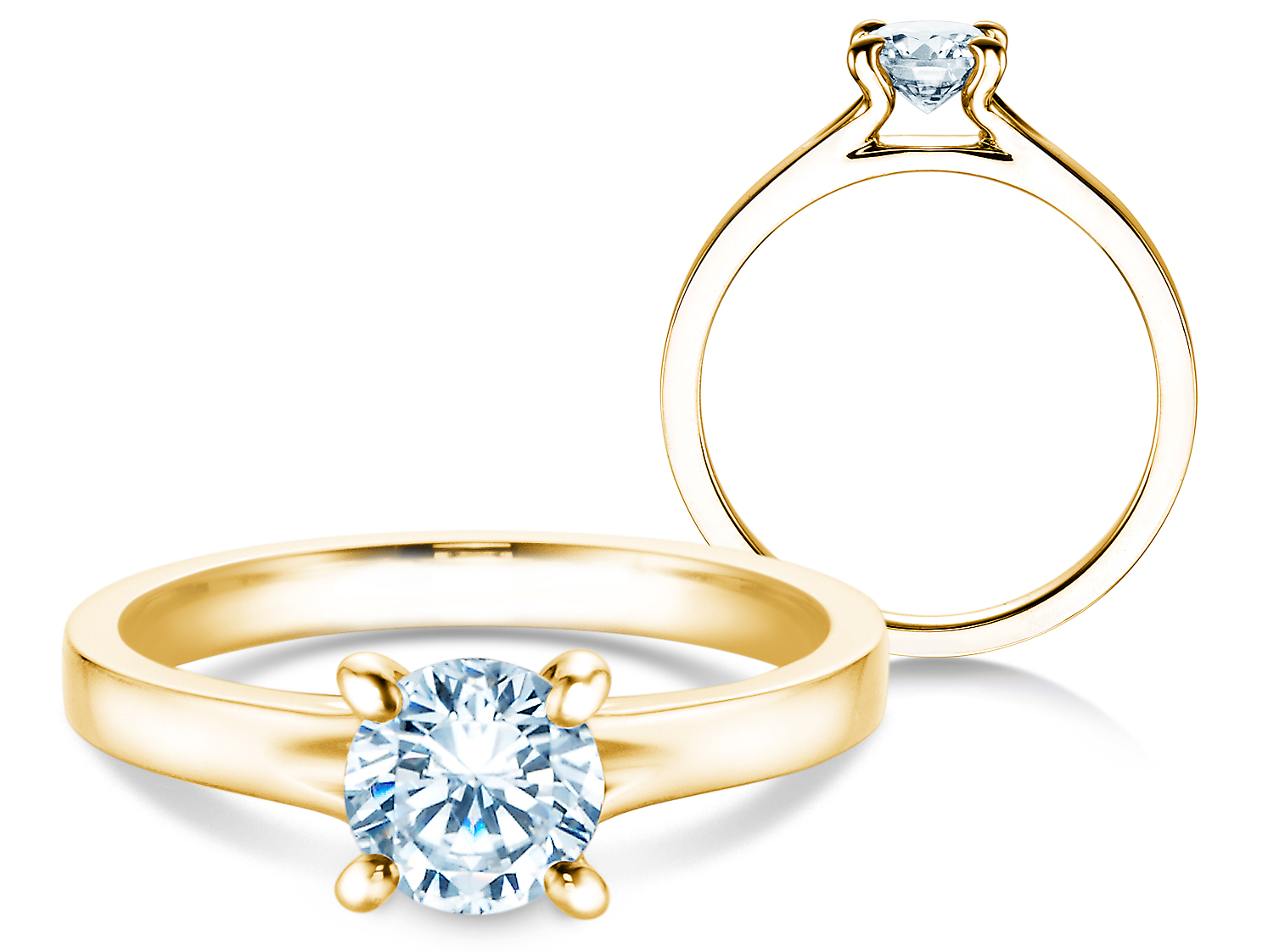 Solitärring Modern in 14K Gelbgold mit Diamant 1,00ct D/IF