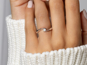Spannring Twist Petite in 14K Weißgold mit Diamant 0,09ct G/SI