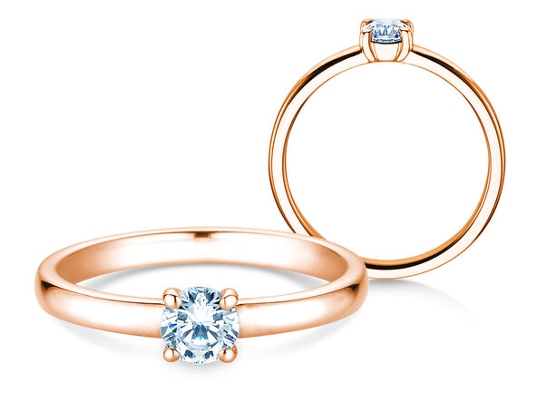 Solitärring Pure in 9K Roségold mit Diamant 0,30ct