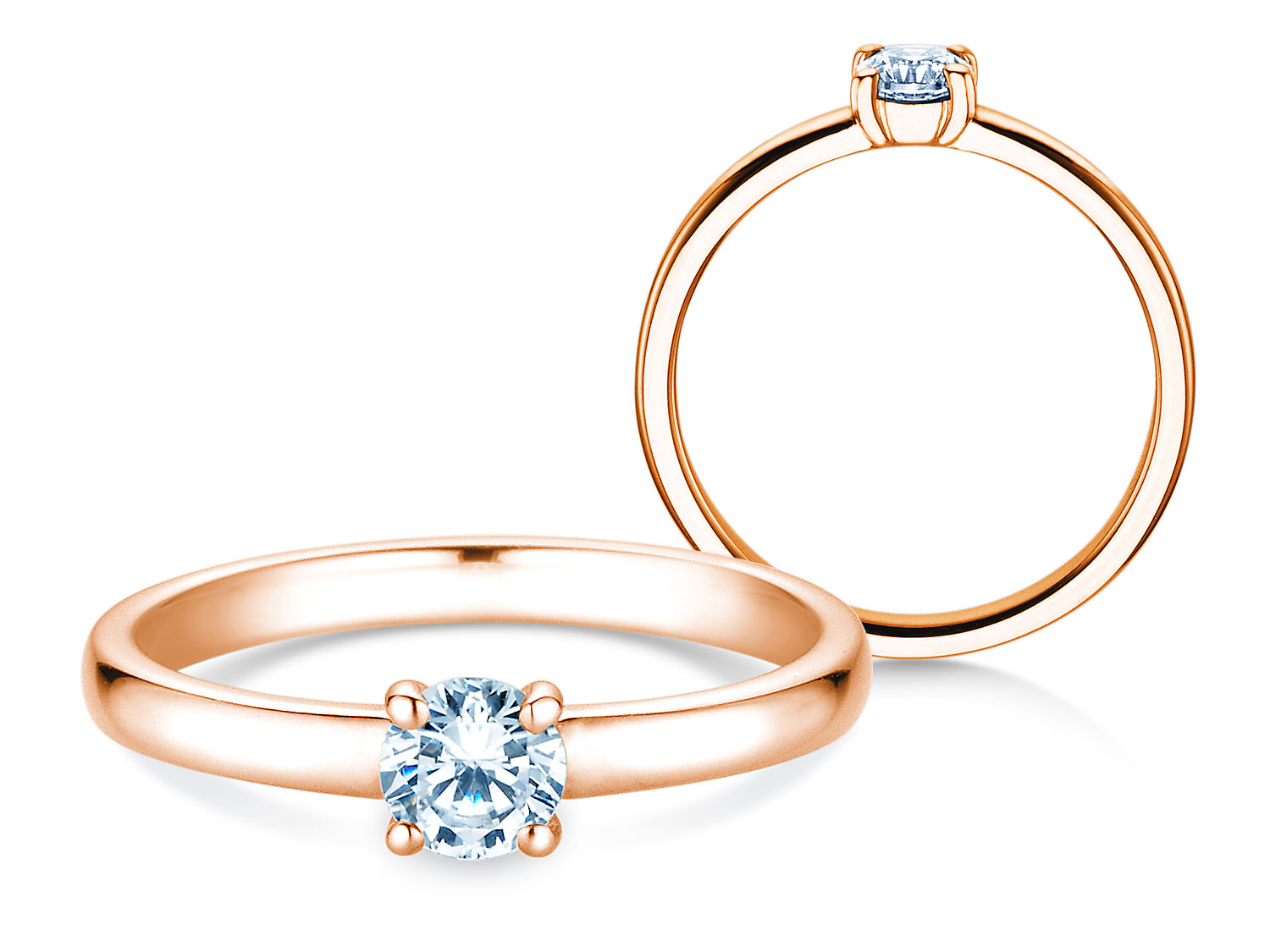 Solitärring Pure in 9K Roségold mit Diamant 0,30ct