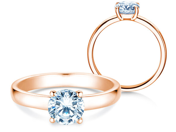 Solitärring Pure in 9K Roségold mit Diamant 1,00ct