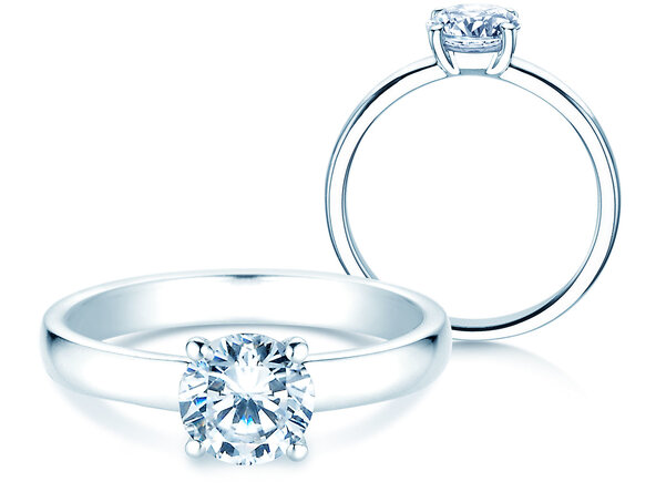 Solitärring Pure in 14K Weißgold mit Diamant 1,00ct