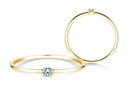 Solitärring Pure in 14K Gelbgold mit Diamant 0,04ct G/SI