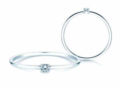 Solitärring Pure in 14K Weißgold mit Diamant 0,04ct G/SI