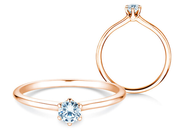 Solitärring Royal in 9K Roségold mit Diamant 0,25ct