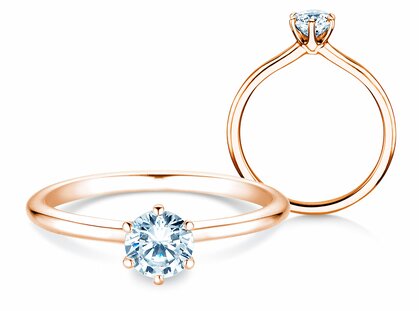 Solitärring Royal in 9K Roségold mit Diamant 0,75ct