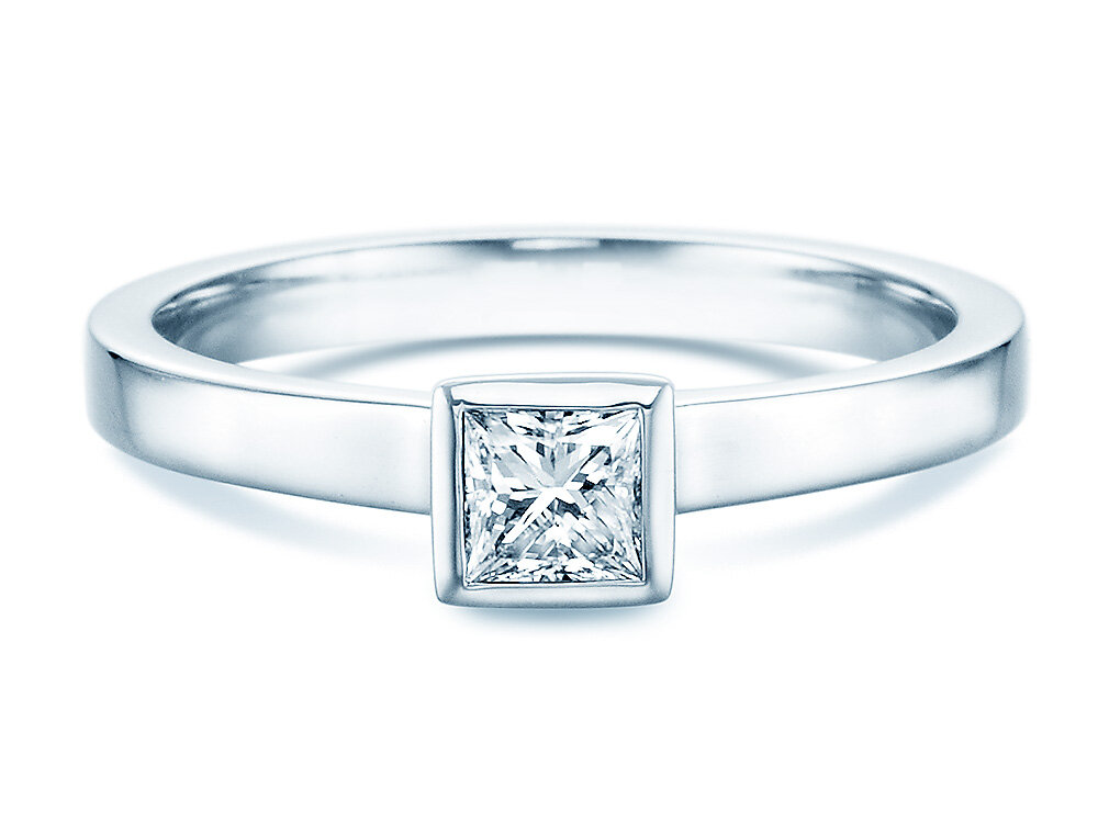 Solitärring Square in 18K Weißgold mit Diamant 0,30ct G/SI