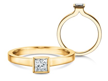 Solitärring Square in 14K Gelbgold mit Diamant 0,30ct