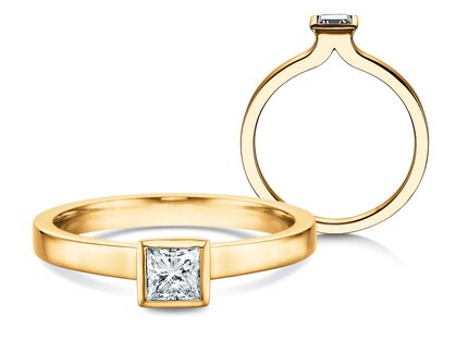 Solitärring Square in 14K Gelbgold mit Diamant 0,30ct