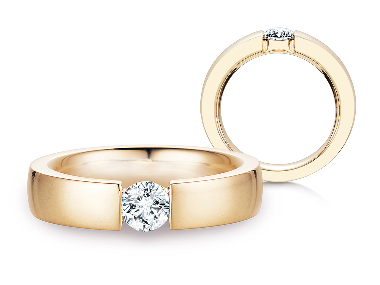 Spannring Infinity in 18K Gelbgold mit Diamant 0,50ct D/IF