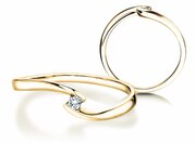 Spannring Twist Petite in 14K Gelbgold mit Diamant 0,04ct G/SI