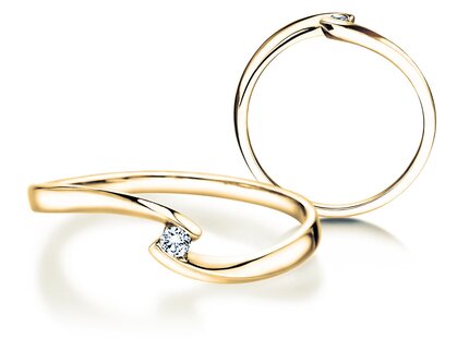Spannring Twist Petite in 14K Gelbgold mit Diamant 0,04ct