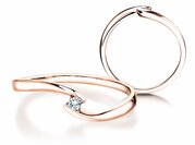 Spannring Twist Petite in 14K Roségold mit Diamant 0,04ct G/SI