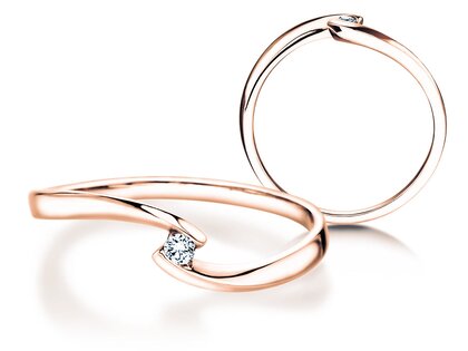 Spannring Twist Petite in 14K Roségold mit Diamant 0,04ct G/SI