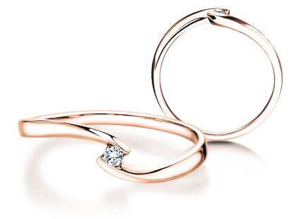 Spannring Twist Petite in 14K Roségold mit Diamant 0,04ct G/SI