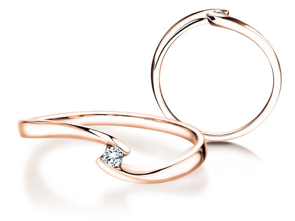 Spannring Twist Petite in 14K Roségold mit Diamant 0,04ct G/SI