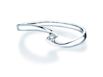Spannring Twist Petite in 14K Weißgold mit Diamant 0,04ct G/SI