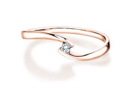 Spannring Twist Petite in 14K Roségold mit Diamant 0,04ct G/SI
