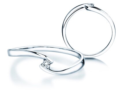 Spannring Twist Petite in 14K Weißgold mit Diamant 0,04ct G/SI