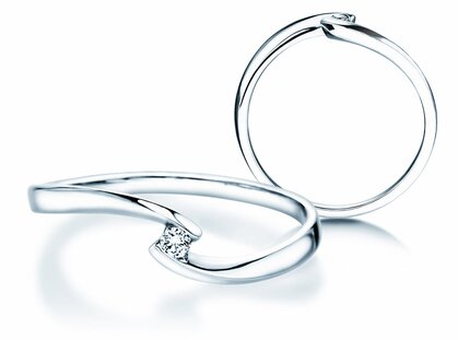 Spannring Twist Petite in 14K Weißgold mit Diamant 0,04ct G/SI